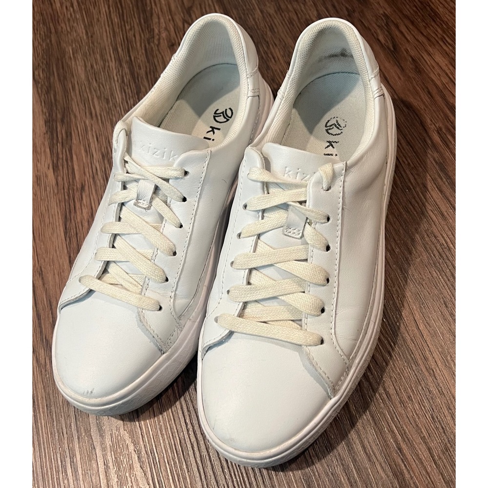 Kizik Vegas White Leather Hands-Free Sneakers Mens 6 Womens 7.5 DVEGWT01-1D